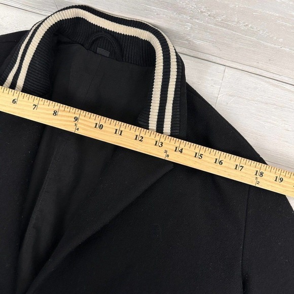 All Saints Oren Rib Wool Coat Women XS Black Long Sleeves Overcoat Italian Cloth - Picture 15 of 16